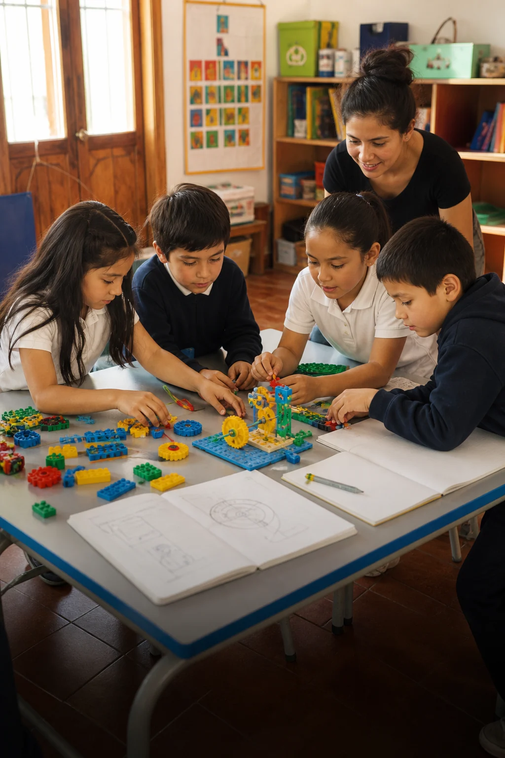 Estudiantes construyendo y aprendiendo mediante un proyecto práctico